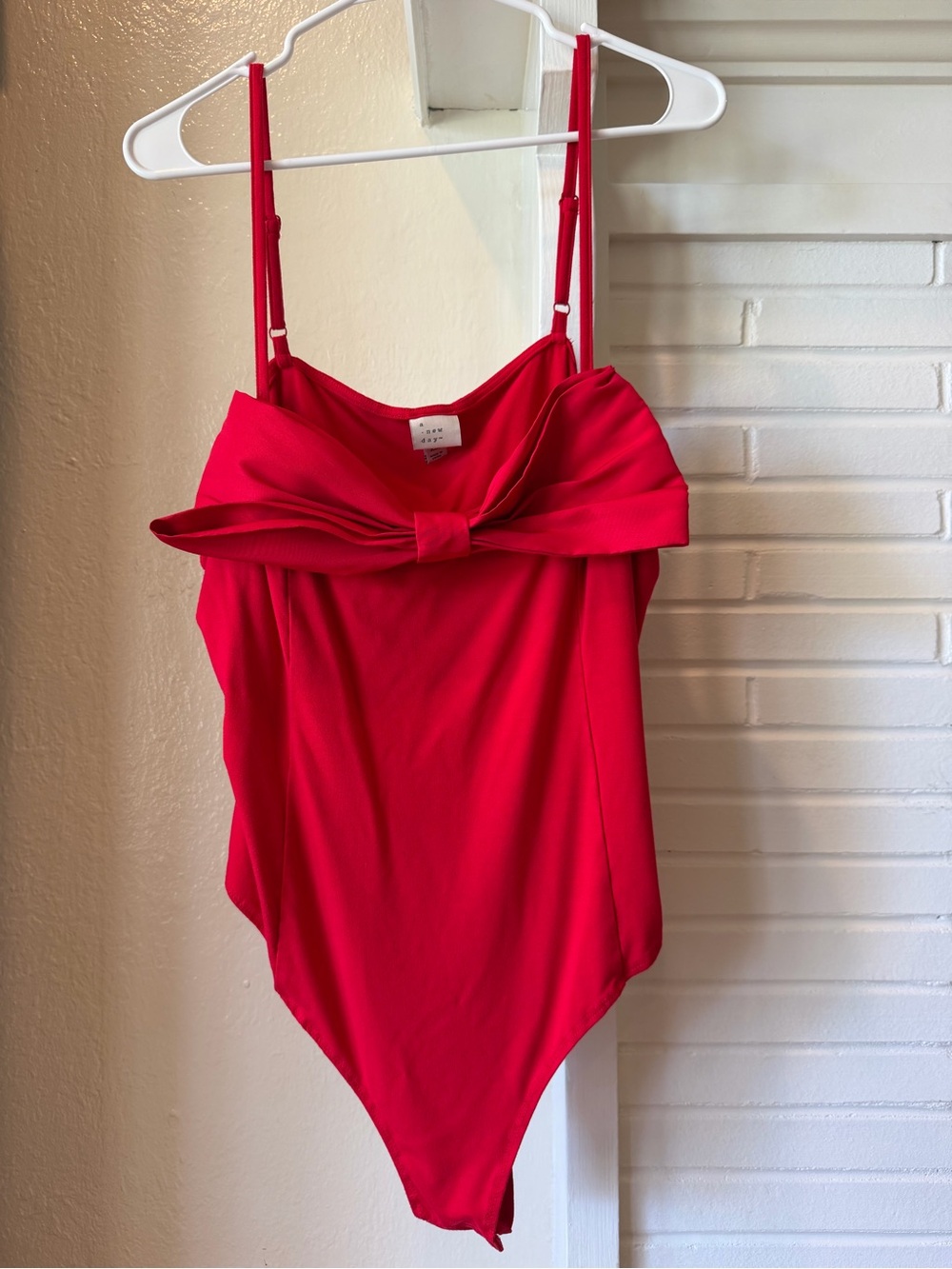 A New Day Red Oversized Bow Bodysuit Cami Top XXL